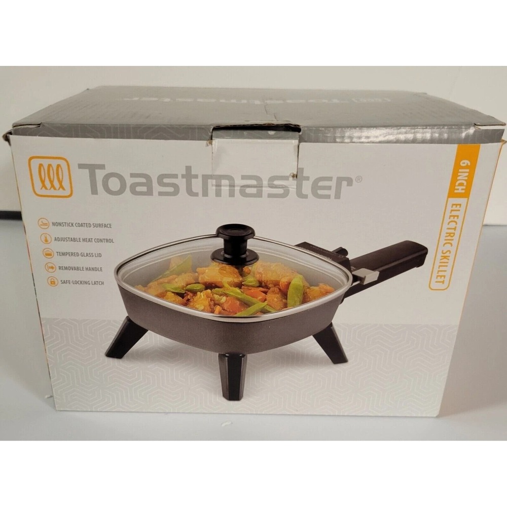 Toastmaster Nonstick Electric Skillet 6" Tempered Glass Lid Adjust Heat NEW